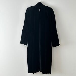 Vintage 100% Cotton Black Velvet Opera Long Duster Coat